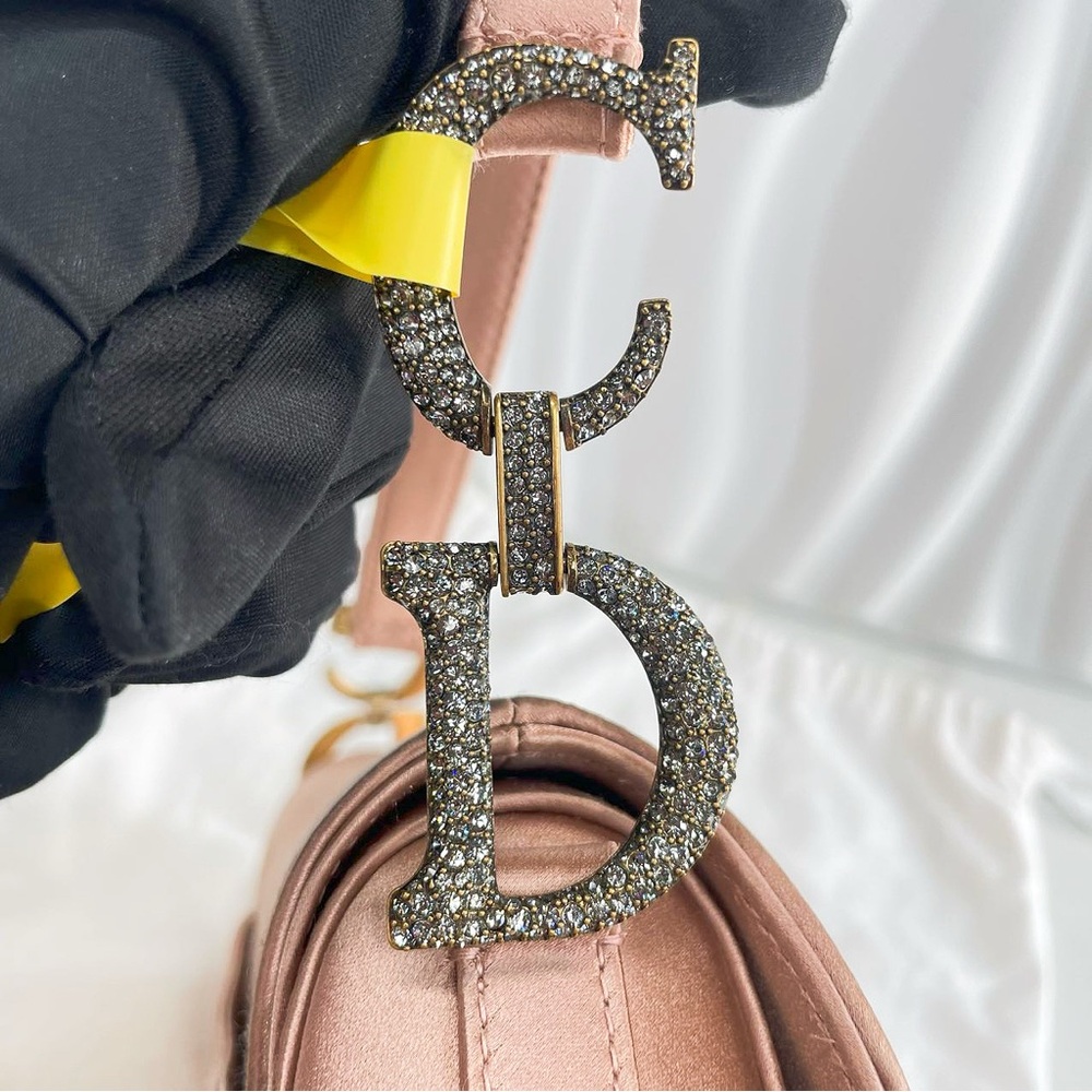 Dior Blush Satin Saddle Bag with Crystal Embellishment - Picture 11 of 11
